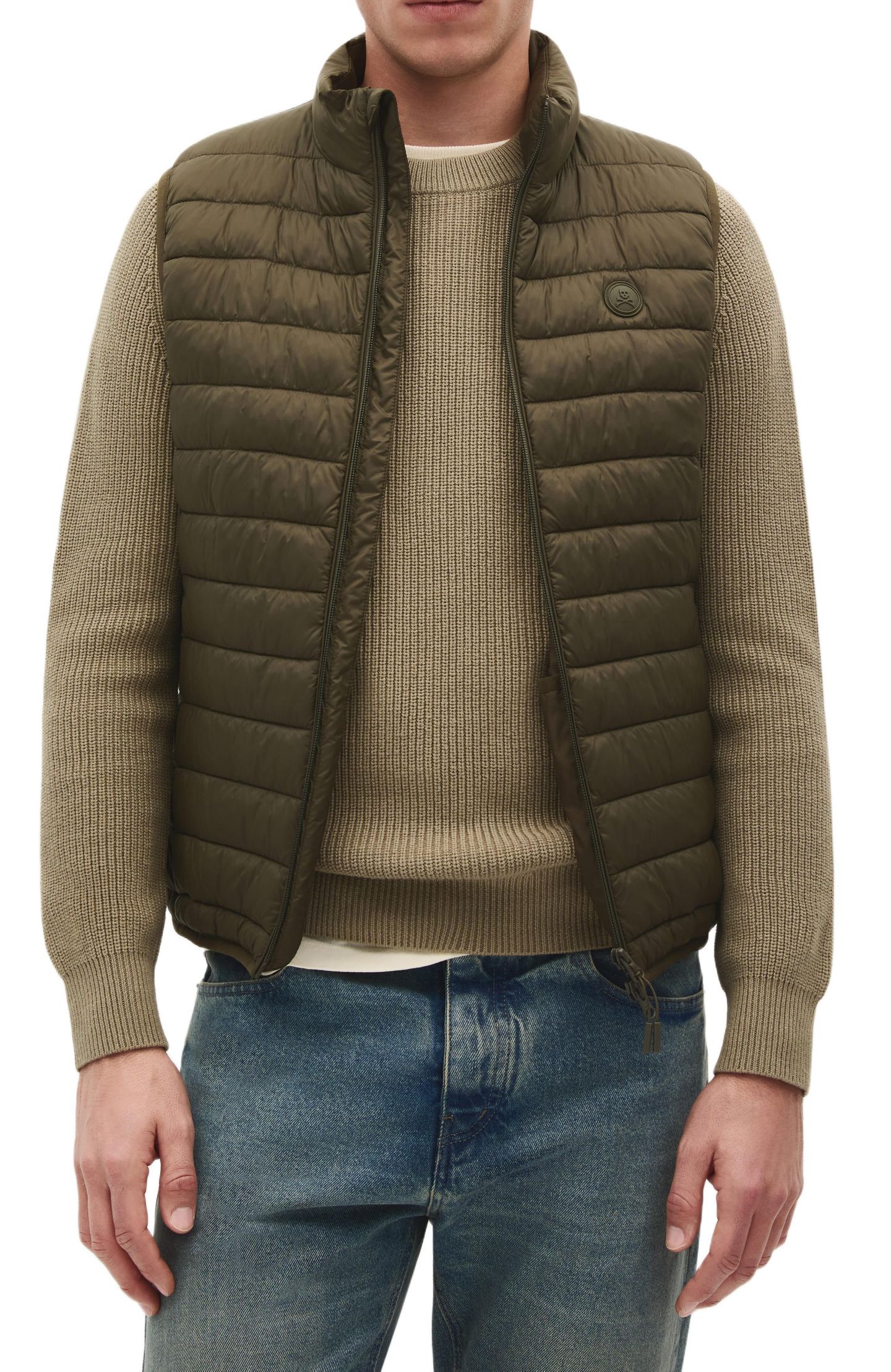 Мужской жилет Scalpers New Gstaad Vest, цвет: Тёмный хаки — фото 1