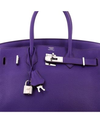Birkin 30 Handbag Purple Clemence with Palladium Hardware