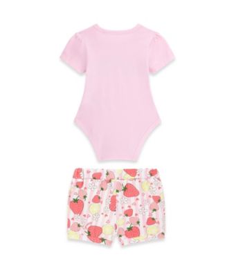 Baby Girls' Stretch Jersey Short-Sleeve Bodysuit and Shorts, 2-Piece Set