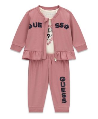 Baby Girls' Zip-Up Jacket, Bodysuit and Pants, 3-Piece Set