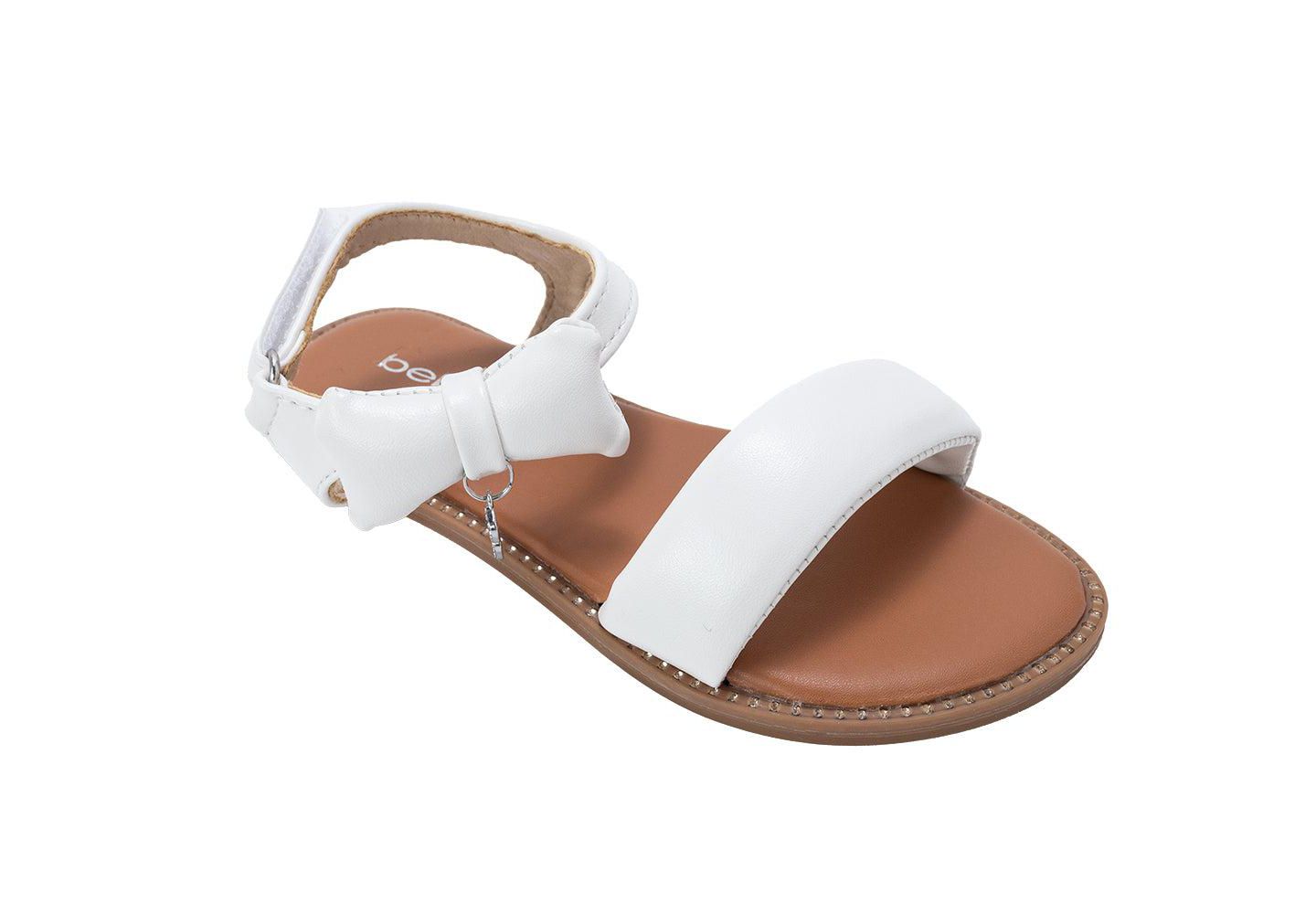 Сандалии Bebe Fashion Sandals - Dressy Shoes with Puffy Bow and Hanging Logo Charm для девочек, цвет: Белый — фото 1