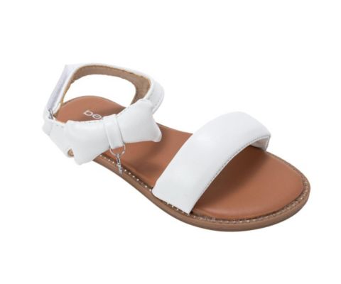 Сандалии Bebe Fashion Sandals - Dressy Shoes with Puffy Bow and Hanging Logo Charm для девочек, цвет: Белый