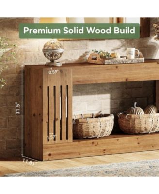 63-Inch Sofa Table, Solid Wood, Vertical Stripe Legs