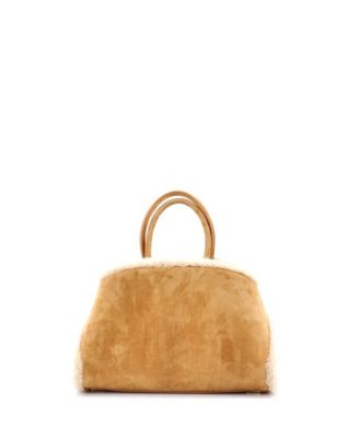 Medium Hug Top Handle Bag Suede and Shearling