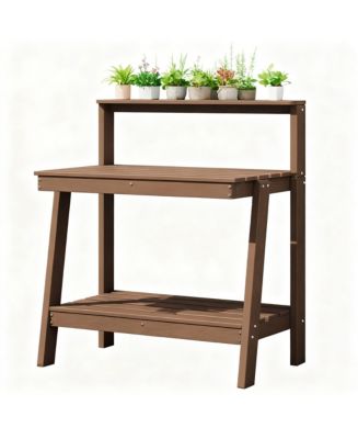 YIGII Outdoor gardening 3-tier shelf with angled legs and hooks - Macy's