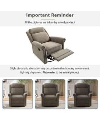 Velvet Swivel Rocking Chair, Modern Upholstered Glider Chair Adjustable Backrest Recline