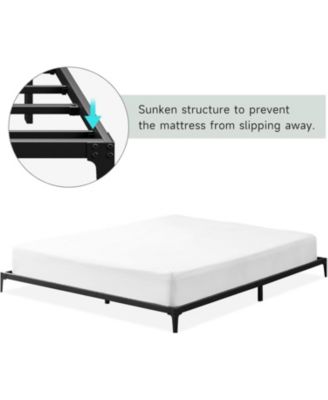 6 Inch Queen Bed Frame Low Profile Metal Platform Heavy Duty Steel Slat Easy Assembly No Box Spring Noise Free