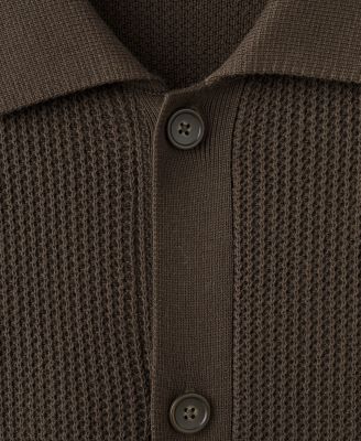 Men's Cotton Structured Knit Buttons Polo Shirt