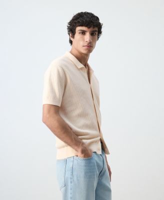 Men's Cotton Structured Knit Buttons Polo Shirt