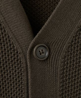 Men's Medium Knit Microstructure Cardigan Sweater