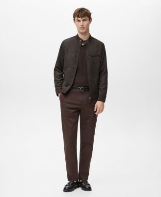 Men's Suede-Effect Biker Jacket