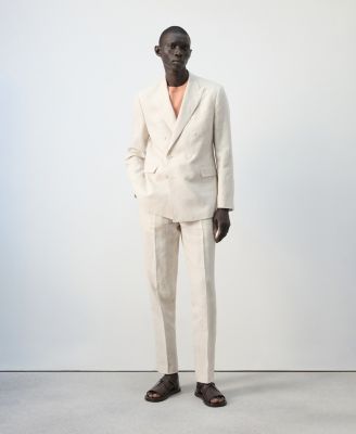 Men's Amalfi Linen Slim-Fit Double-Breasted Suit Blazer