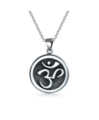 Spirtual Sanskrit Symbol Medallion Aum Om Ohm Necklace Pendant .925 Sterling Silver