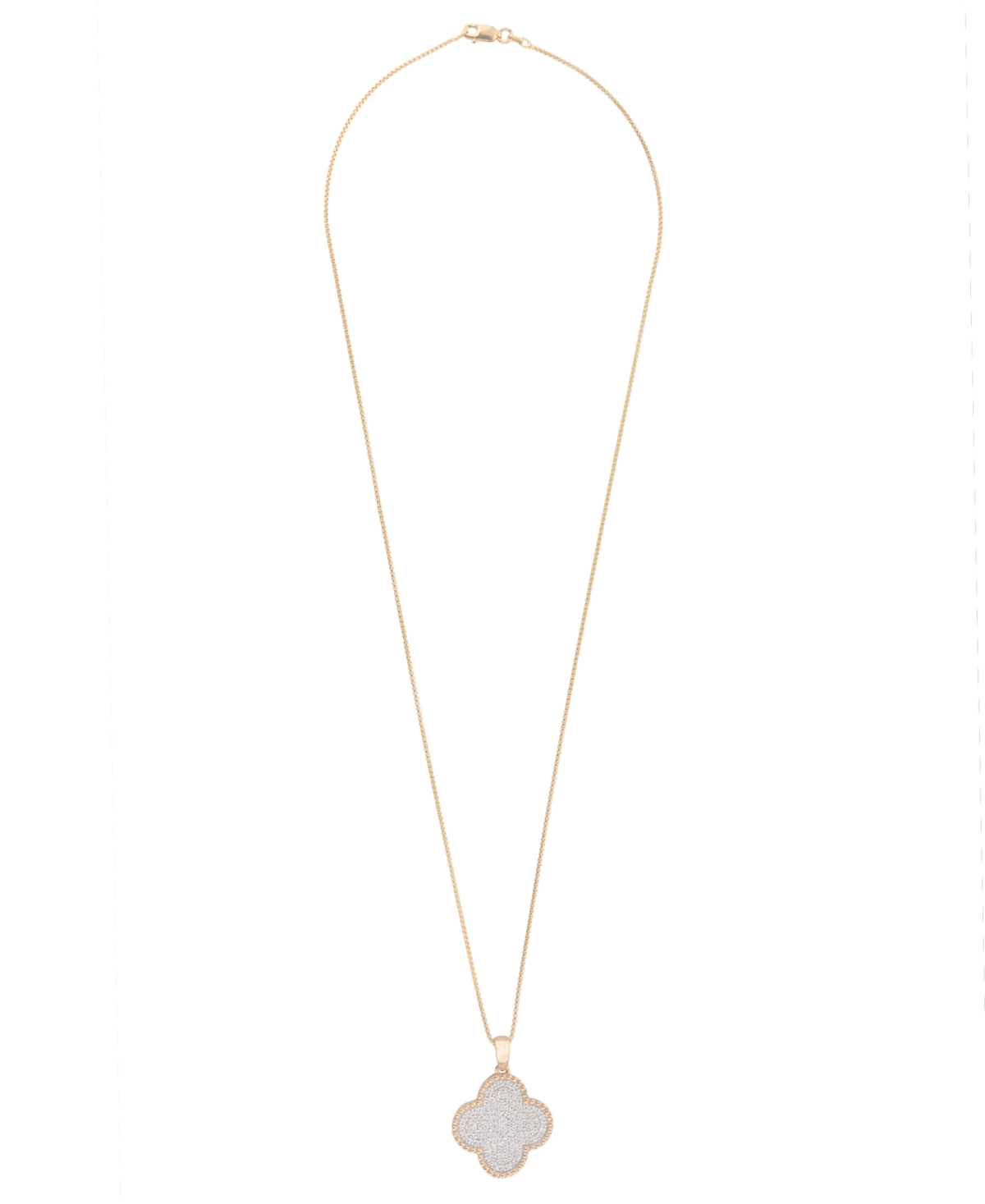 Macy's Men's Clover Diamond Pendant Necklace (1/2 ct. t.w.) in 14k Gold-Plated Sterling Silver