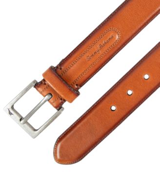 Men's Classic Casual Leather with Burnished Edges Belt