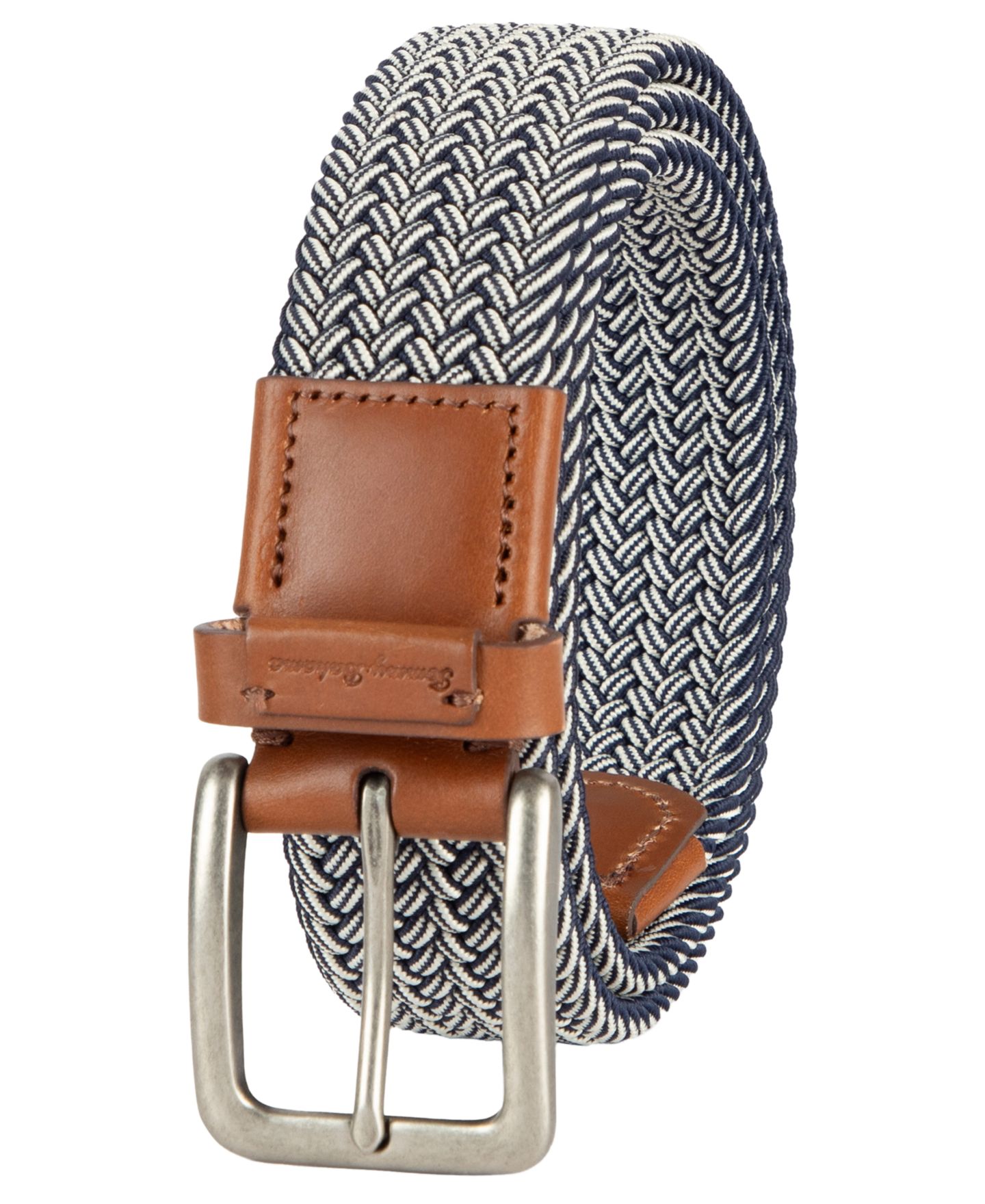 Мужской ремень Tommy Bahama Fully Adjustable Stretch Braided Web Belt, цвет: Чёрный / Белый — фото 4
