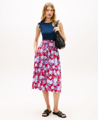 Women's Smocked Pull-On Midi Skirt