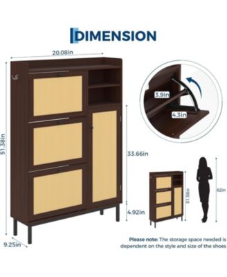 Shoe Cabinet for Entryway with 3 Flip Drawers Freestanding Shoe Organizer Cabinet with Metal Legs for Hallway Storage