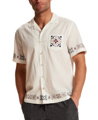 Men's Short-Sleeve Button-Down Linen Cotton Shirt