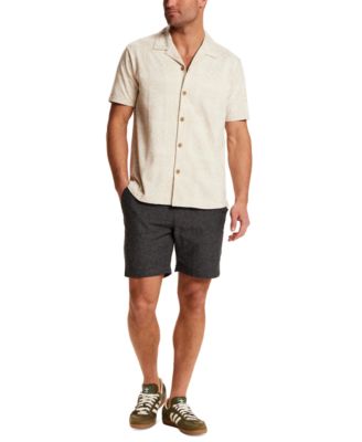 Men's Short-Sleeve Button-Down 100% Cotton Bandana Coatfront Knit Shirt