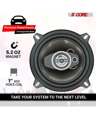 5Core Coaxial Car Door Speakers 5” 4Pcs 350W 4Ohm 2 Way Component Subwoofer Audio w Super Tweeter
