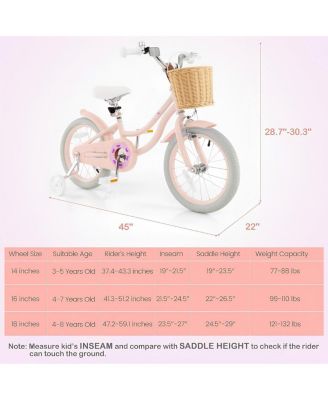 16 Inch Kids Bike with Adjustable Handlebar for Girls Boys Ages 4-7