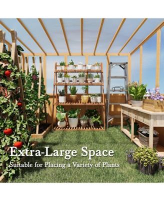 6x10 FT Wood Greenhouse for Outdoors, Heavy Duty Lean-to Walk-in Greenhouse with Polycarbonate Panels