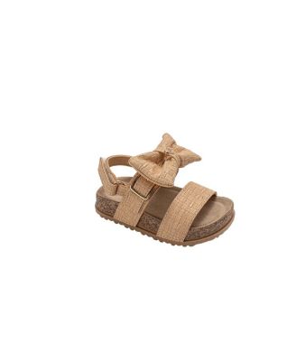Little Girls Sandals – Cute Footbed Sandals and Flat Summer Shoes with Puffy Bow
