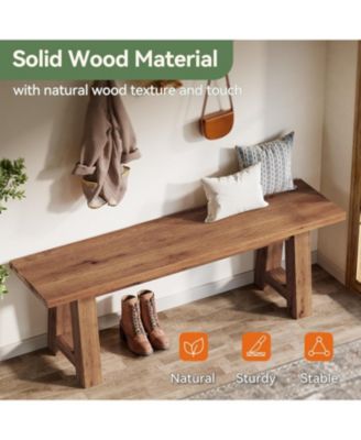 55" Solid Wood Bench, Farmhouse Long Entryway Bench, Bed of Bench