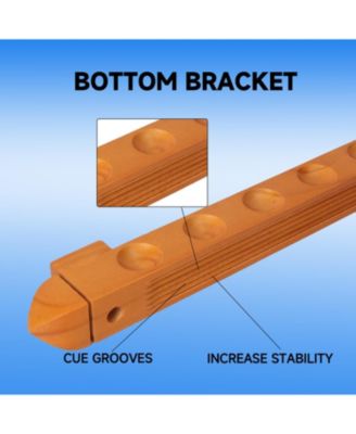 2-Piece Wood 8 Billiard Pool Cue Rack Wall Mounted Holders, Pool Cue Sticks Wall Rack Set