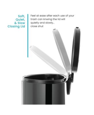 12 Gallon Semi-Round Stainless Steel Kitchen Trash Can with Step Pedal and Soft Close Lid