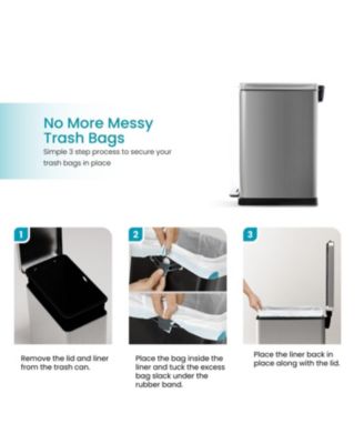 12 Gallon Slim Stainless Steel Kitchen Trash Can with Step Pedal and Soft Close Lid