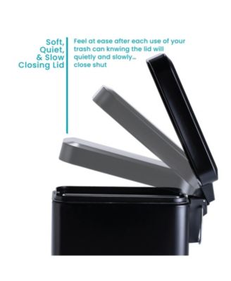 1.3 Gallon Slim Stainless Steel Trash Can with Step on Pedal and Soft Close Lid