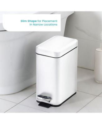 1.3 Gallon Slim Stainless Steel Trash Can with Step on Pedal and Soft Close Lid