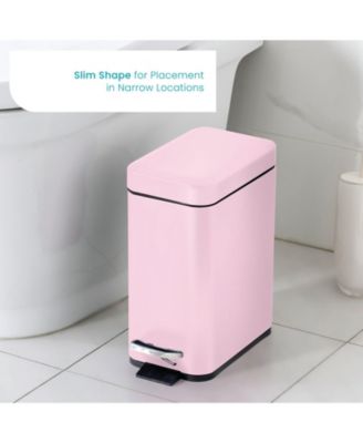 1.3 Gallon Slim Stainless Steel Trash Can with Step on Pedal and Soft Close Lid