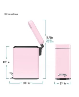 1.3 Gallon Slim Stainless Steel Trash Can with Step on Pedal and Soft Close Lid