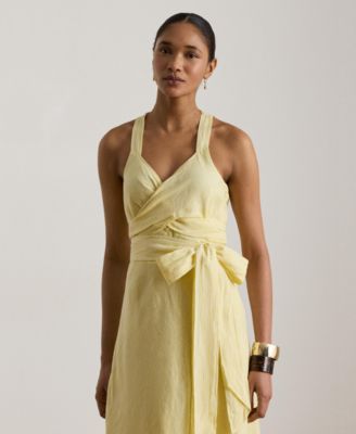 Women's Striped Tie-Front Midi Dress