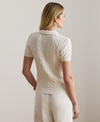 Women's Cable-Knit Polo Shirt