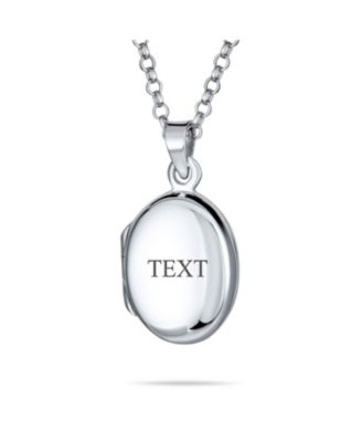 Simple Plain Oval Keepsake Photo Lockets Necklace Pendant .925 Silver Sterling Small
