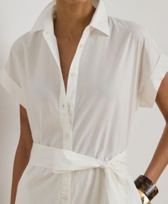 Women's Short-Sleeve Tiered Shirt-Dress