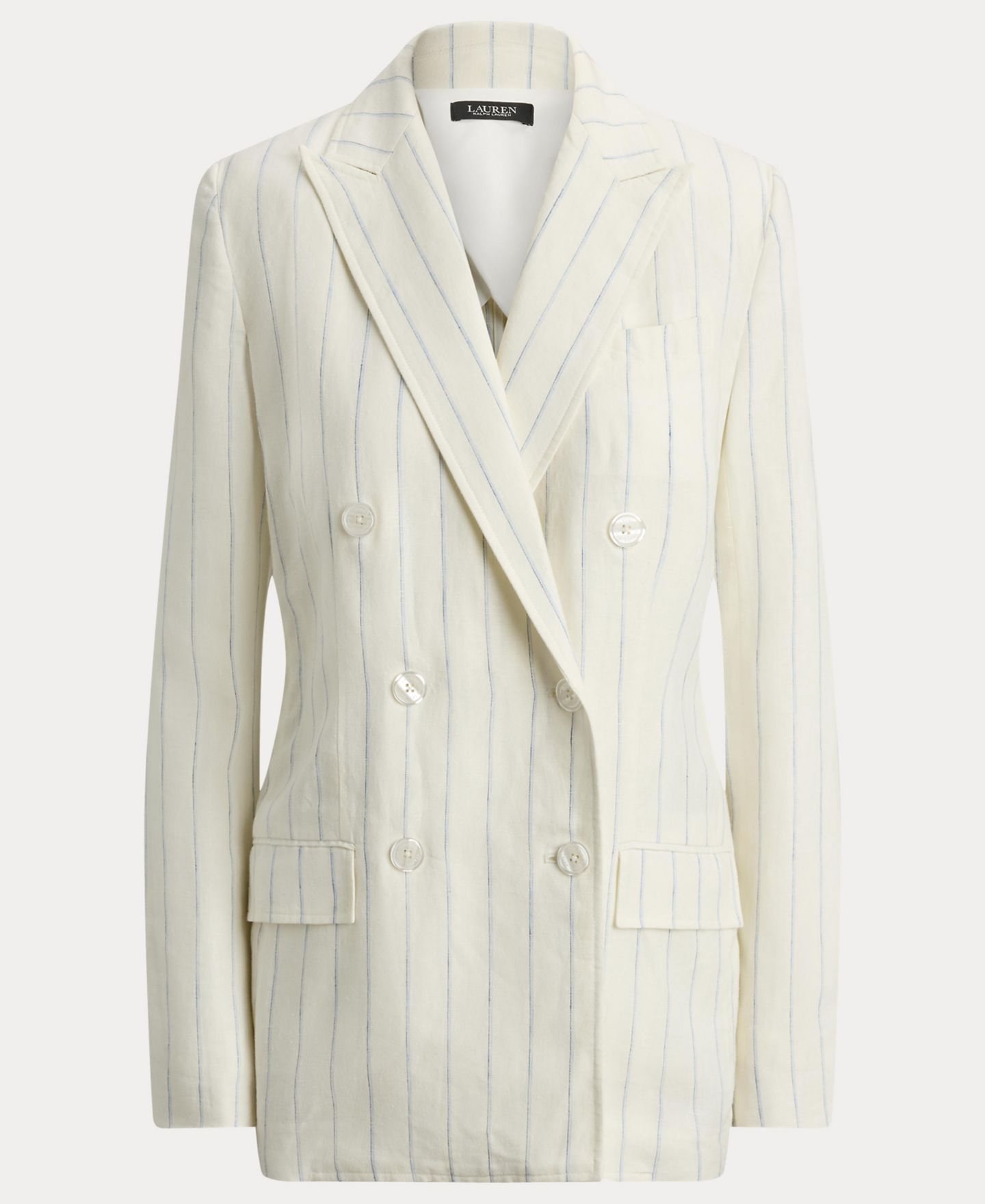 Женский пиджак Lauren Ralph Lauren Striped Double-Breasted Blazer, цвет: Белый / Синий разноцветный — фото 6