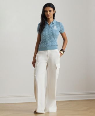 Women's Cable-Knit Polo Shirt