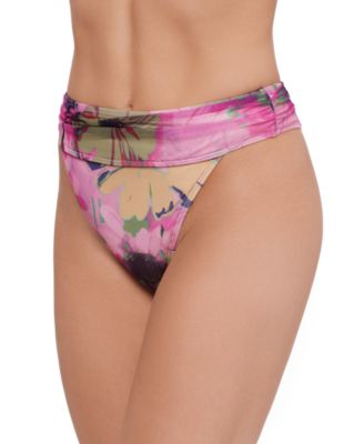 Women's High-Waist Ruched Band Swim Bottoms