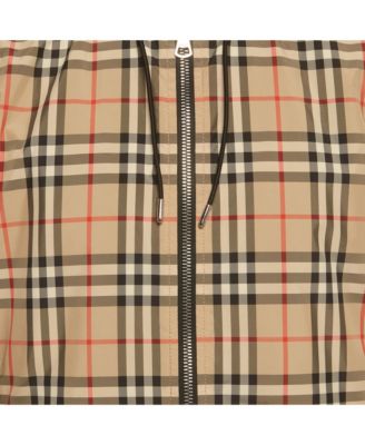 Men's Check Synthetic Reversible Hooded Jacket