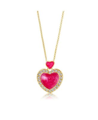 Chanteur 18K Gold Plated Hypoallergenic Heart Kids Pendant Necklace for Girls - Pink