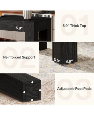 63" Rectangular Dining Table, Rustic Wooden Kitchen Table with 4 Sturdy Legs