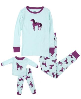 Toddler Girls Matching Doll Snug-Fit Cotton Long Sleeve All-Over Animal Print Pajamas