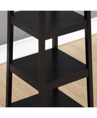 Trapezoid Coat Rack with 3-Tier Storage Shelves, Freestanding Hall Tree with Hooks, Industrial Style for Entryway, Living Room