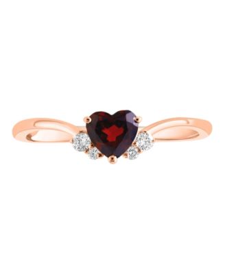 Garnet (1/2 ct. t.w.) & Diamond (1/20 ct. t.w.) Ring in 14k Rose Gold