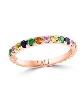 Multicolor Sapphire (3/8 ct. t.w.) & Tsavorite (1/8 ct. t.w.) Band Ring in 14k Rose Gold